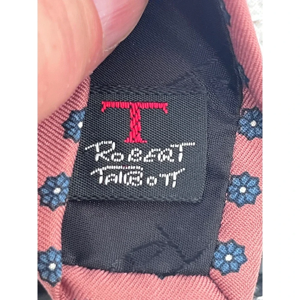 Robert Talbott Silk Tie Pink Blue Floral Medallion Hand Sewn Italy Dick Bruhn